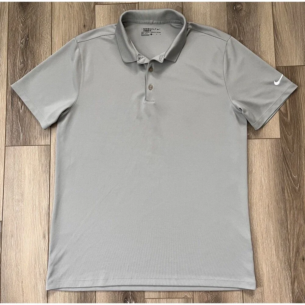 Nike Golf Standard Fit Performance Dri Fit Polo Shirt Mens Sz L Gray Lightweight